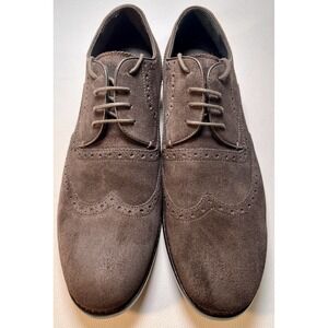 John Varvatos‎ Luxe Shoes Mens Size 11.5 Brown Suede Wingtip Oxford Dress USA